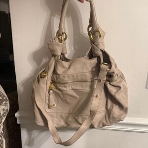 Marc Jacobs Cream Shoulder Bag with Gold Accents